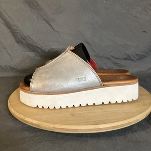 Bed Stu Fairlee II Platform Sandals Womens 9.5 Silver Distressed Leather Slide - Picture 1 of 11