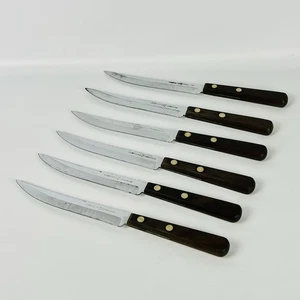 Set Of 6 Vintage Ekco Flint Stainless Vanadium USA Steak Knives - Picture 1 of 5