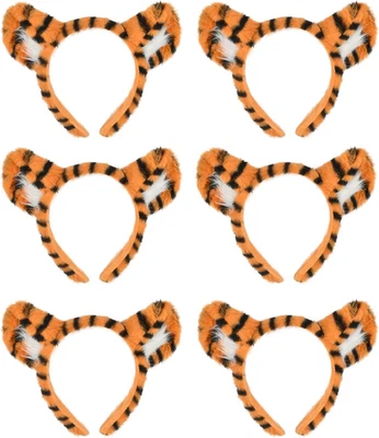 Tiger Ear Headbands, Orange and Black Striped Plush Costume Accessories, Party F - Image 1 of 4