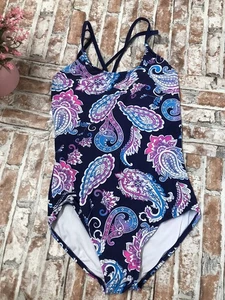 Kami Girls Size 16 One Piece Swimsuit Tropical Multicolor Floral Summer Pool - Picture 1 of 5