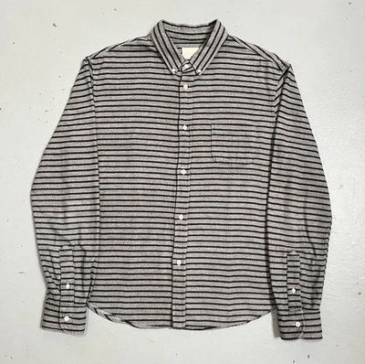 Camisa de trabalho Band Of Outsiders listrada algodão macio botão feita nos EUA 4 (M-L) - Imagem 1 de 4