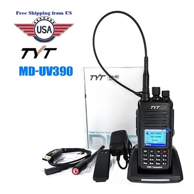 TYT MD-UV390PLUS 5W IP67 AES256 136-174 400-480MHz DMR Digital Radio + USB Cable - Image 1 of 4