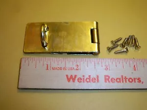 2 - 2- 1/2" SAFETY HASPS WITH SCREWS BRASS PLATED NEW - Picture 1 of 1