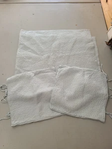 Pottery Barn "Pick-Stitch - Aqua" Full/Queen Quilt & 2 Euro Shams - Picture 1 of 3