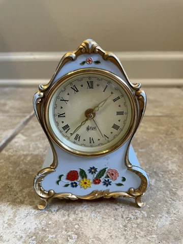 Reuge Swiss Mechanical Alarm Clock Music Box Baby Blue "Doctor Zhivago" Cover
