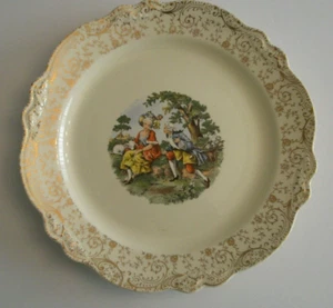 Homer Laughlin Virginia Rose  Dinner Plate Mme De Pompadour  22 K1 Gold   CE - Picture 1 of 4