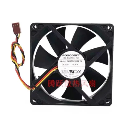 FOXCONN PV902512HSPF 7D 9025 12V 0.36A 9CM 3-pin chassis cooling fan - Image 1 of 3