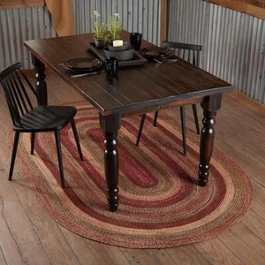 Cider Mill Area Rug Oval 5' x 8'. INCLUDES Rug Pad. Burgundy/Tan. VHC Brands - Picture 1 of 6