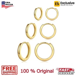 DAILY VIBES 14K Gold Plated Huggie Hoop Earrings Set for Women - FREE SHIPPING - Picture 1 of 6