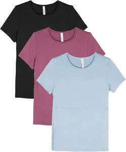 3 Pack Nursing Top Summer Short Sleeve Breastfeeding Shirts for Women Casual rou - Picture 1 of 12