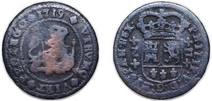 Spain 1719 Z 2 Maravedis Copper VF - Picture 1 of 1
