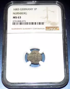 German States Nurnberg 1683 Pfennig Uniface NGC MS63 Germany 1P UNC COIN - Picture 1 of 4