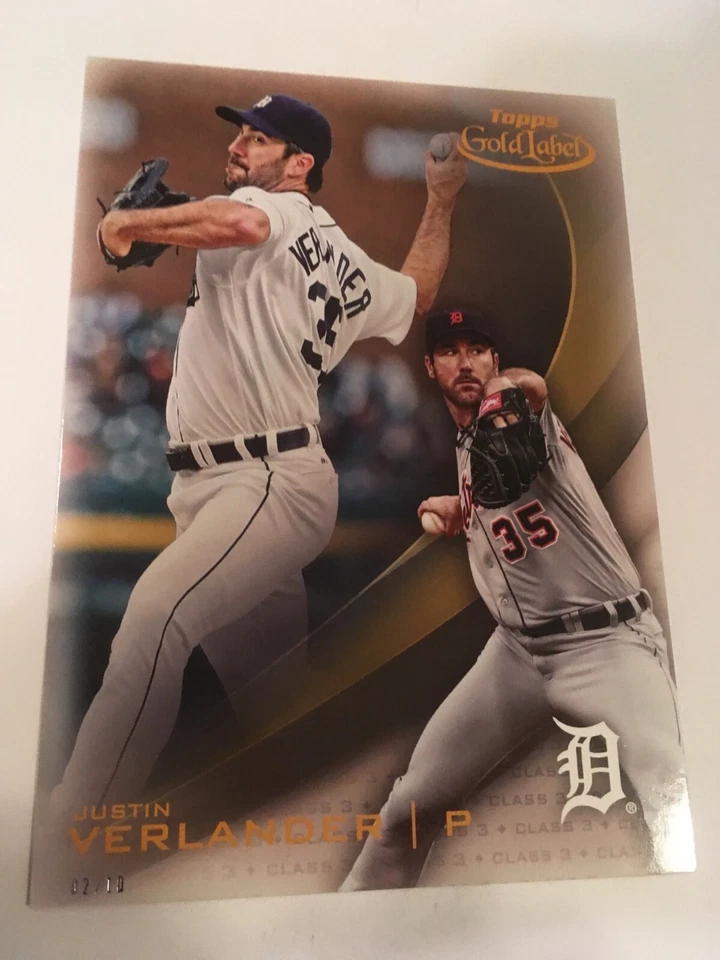 2016 Topps Gold Label Jumbo 5x7 Justin Verlander Tigers 92 #’d /10 Class 3 - Image 1 of 1