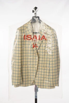 NWT ISAIA 'Sailor' Yellow Gingham Linen Wool Silk Sport Coat 38 R (EU 48) Drop 7 - Image 1 of 4