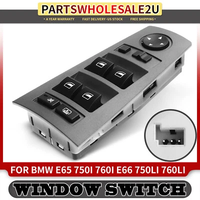 Передний левый выключатель стеклоподъемника с солнцезащитным козырьком для BMW E65 750i 760i E66 750Li 760Li - Изображение 1 из 4