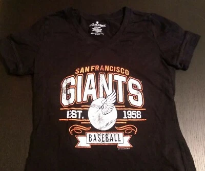 San Francisco Giants Est. 1958 MLB бейсбол женщин v-образным вырезом черная футболка размер Med - Изображение 1 из 4