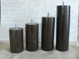 Couchfüße Möbelfüße Holzfüße RUND BUCHE WENGE DUNKELBRAUN M8 ∅=60mm. H-10-15cm. - Bild 1 von 12