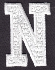 WHITE BLOCK LETTER "N" (1 7/8") - Iron On Embroidered Applique Patch - Picture 1 of 2