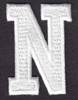 WHITE BLOCK LETTER "N" (1 7/8") - Iron On Embroidered Applique Patch - Image 1 of 2
