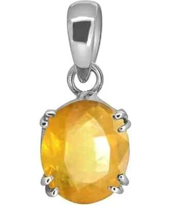6.25 Ratti Natural Yellow Sapphire Silver Plated Pendant/Locket (Pukhraj Stone P - Image 1 of 3