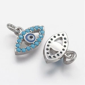 Dijes de circonio cúbico micro pavimento de ojos malos en color platino agujero 14,5x10 mm-2 mm - Imagen 1 de 1