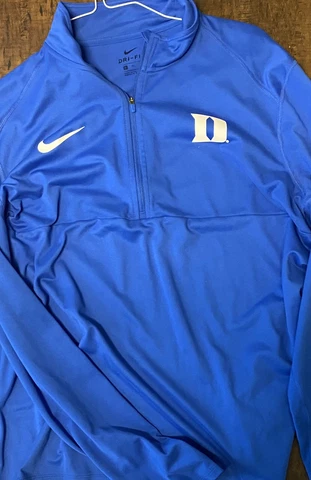 Duke Blue Devils Jacket Mens 2XL Blue Nike Dri Fit Full Zip Pockets Hooded Cover