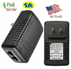Enchufe de pared 15V 1A AC100V-240V PoE inyector alimentación a través de Ethernet adaptador - Imagen 1 de 7