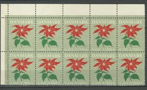 Denmark Christmas Seal 1950 ☀ Flora - Flowers MNH block of 10 - Picture 1 of 2