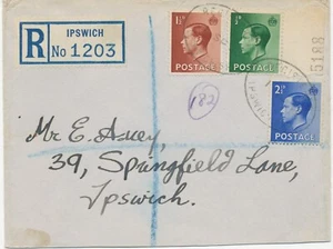 GB 1936 King Edward VIII ½d, 1 ½d and 2 ½d on very fine R-cover local used FDC - Picture 1 of 2