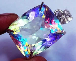 Mystischer Quarz mehrfarbig GS massiv Silber Anhänger 93,00 ct zertifiziert lose Edelsteine - Bild 1 von 6