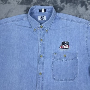NHL On Fox Langarm Denim Shirt Vintage Lee Sport XL Tasche NHL Hockey SELTEN - Bild 1 von 11
