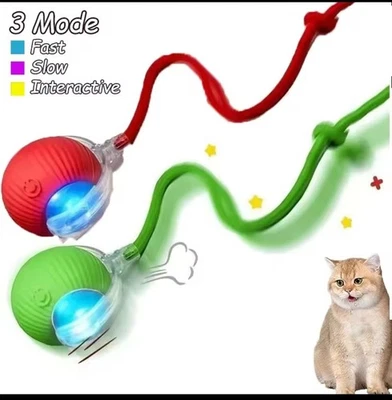 2Pcs Cat Interactive Ball Toys Automatic Rolling Ball Faux Tail Rechargeable Sma - Image 1 of 4
