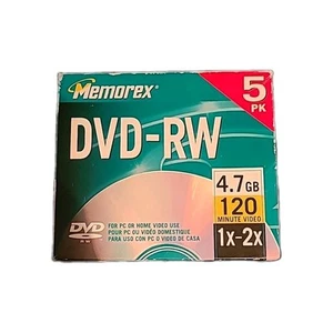 Memorex DVD-RW 1x 2x 4.7GB 120Mins 5-pack - Picture 1 of 4