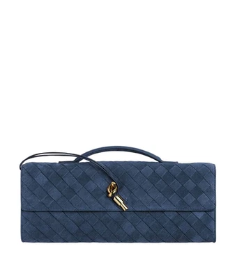 Bolso sin asas BOTTEGA VENETA $3500 Andiamo Neptuno gamuza asa superior nuevo y auténtico Foto 1 de 4