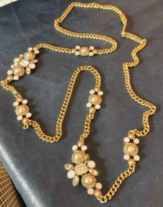 RARA collana dorata vintage  anni 70 con cristalli firmata Givenchy - Picture 1 of 5