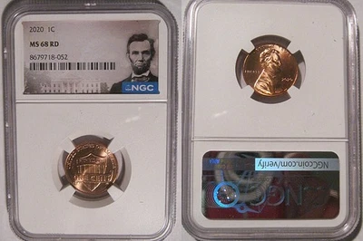 2020 P Lincoln SHIELD Cent 1c NGC MS 68 RD Lincoln Label - Image 1 of 2
