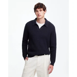 Neu mit Etikett Madewell Herren Johnny-Kragen Pullover Poloshirt Waffelstrick nachtblau S - Bild 1 von 13