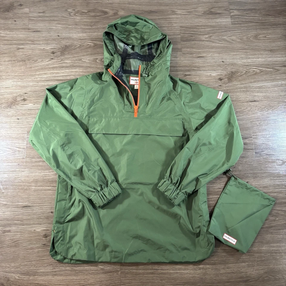 Hunter x Target Rain Jacket Men's Size Medium Green Hood Storage Pouch Pullover - Image 1 of 4