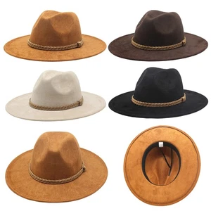 Sombrero Western Boho Western de ala ancha para mujer y hombre Rancher Hut Sombrero de Panamá - Imagen 1 de 16