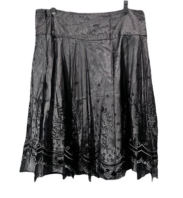Юбка Dressbarn размер 10 с цветочным вырезом прозрачная черная сетка фея готическое событие - Изображение 1 из 4