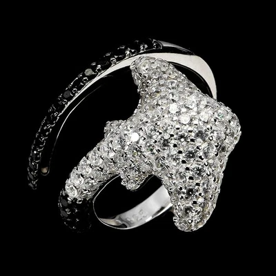 Black Friday Sterling Silver Ring Round Spinel Stringray Gemstone Jewelry Size 6 - Image 1 of 4