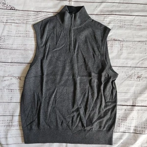 Cremieux Classics Gray Pullover Knit Sweater Vest Men's Large Quarter Zip - Picture 1 of 4