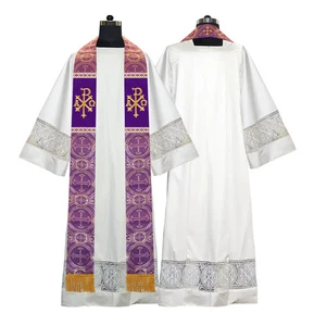 Violette liturgische Stola mit gesticktem PAX-Motiv - Bild 1 von 2