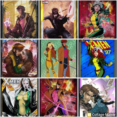 9 Topps Marvel Collect SR Gambit / Rogue Cards Super Rare +XTRA - Image 1 of 4