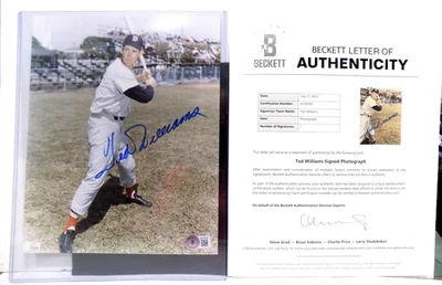 TED WILLIAMS HOF Signed Autograph 8x10 Color Photo Red Sox Beckett 💎 LOA - Image 1 of 4