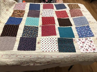 Lot Of 25 Different 5” Vintage Calico Quilt Squares No Repeats - Image 1 of 4