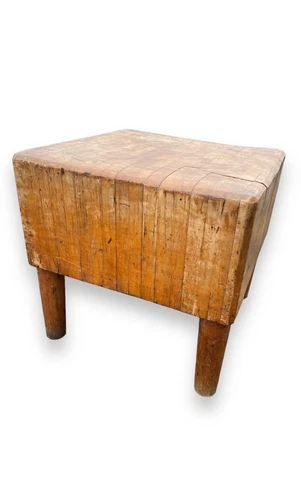 Antique Butcher Block Table Vintage Used Patina Character Kitchen Island Cover