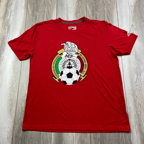 Adidas Mexico Shirt Mens Large Red Soccer Futbol Short Sleeve Athletic Ultimate Cover