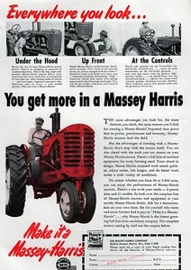 1952 Massey Harris Model 44 Tractor Original Color Print Ad - Picture 1 of 1