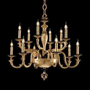 Lampadario di lusso in ottone foglia oro classico 12 luci cic-382 - Foto 1 di 3